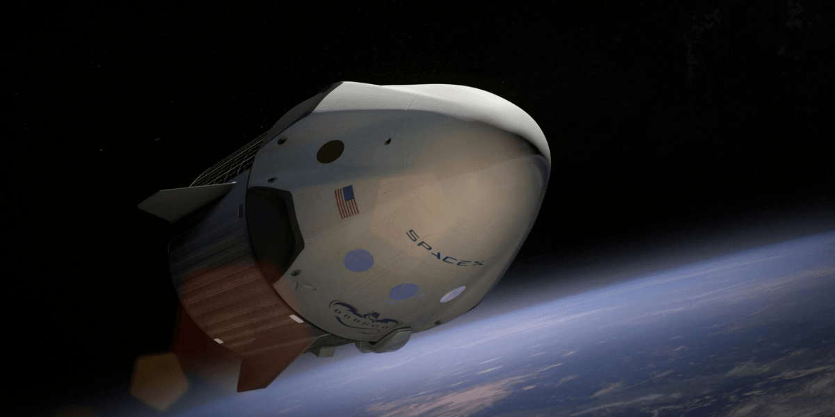 SpaceX spacecraft in orbit with Earth visible in the background