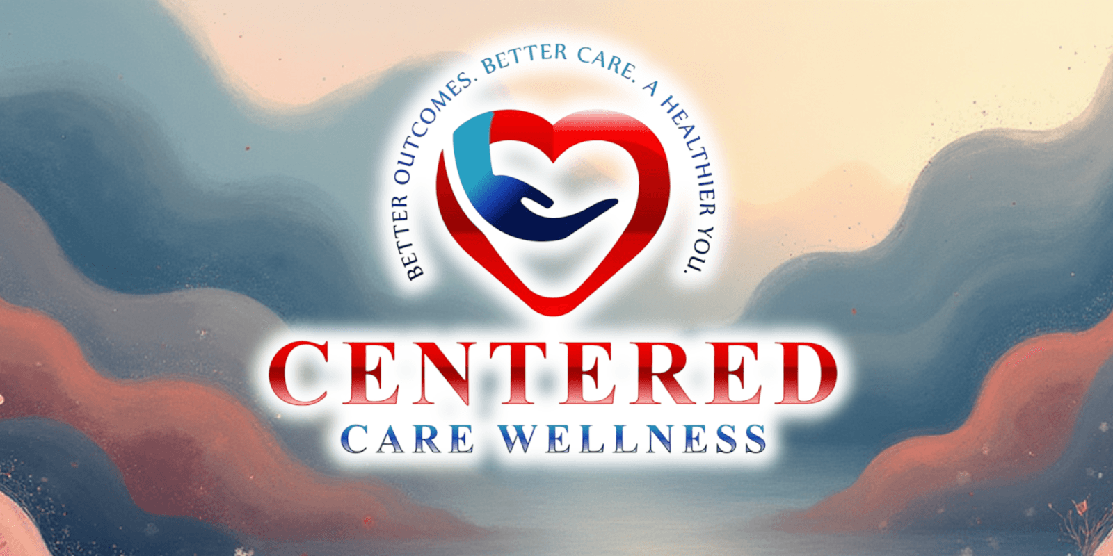 Centered Care Wellness logo with heart and hand, symbolizing compassionate, innovative, tech-enabled healthcare for California's underserved communities.