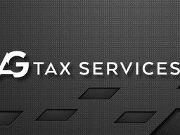 Logo for AG Tax Services on a textured dark background with geometric accents
