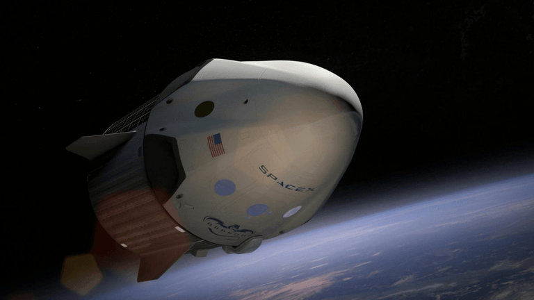 SpaceX spacecraft in orbit with Earth visible in the background