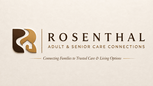 Logo for Rosenthal Adult & Senior Care Connections with a warm, sophisticated design
