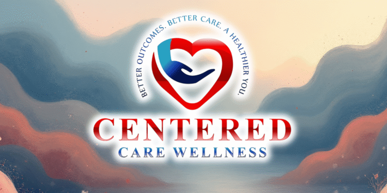 Centered Care Wellness logo with heart and hand, symbolizing compassionate, innovative, tech-enabled healthcare for California's underserved communities.