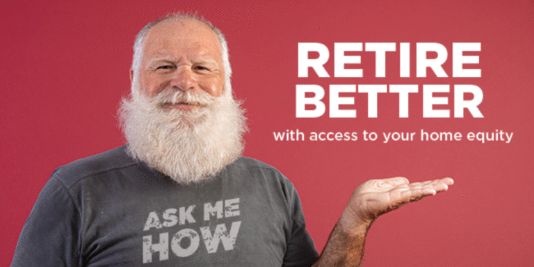 Reverse Mortgage Authority Brings Clarity To Retirement Housing Wealth Older man promoting reverse mortgage education for retirees with home equity access message.